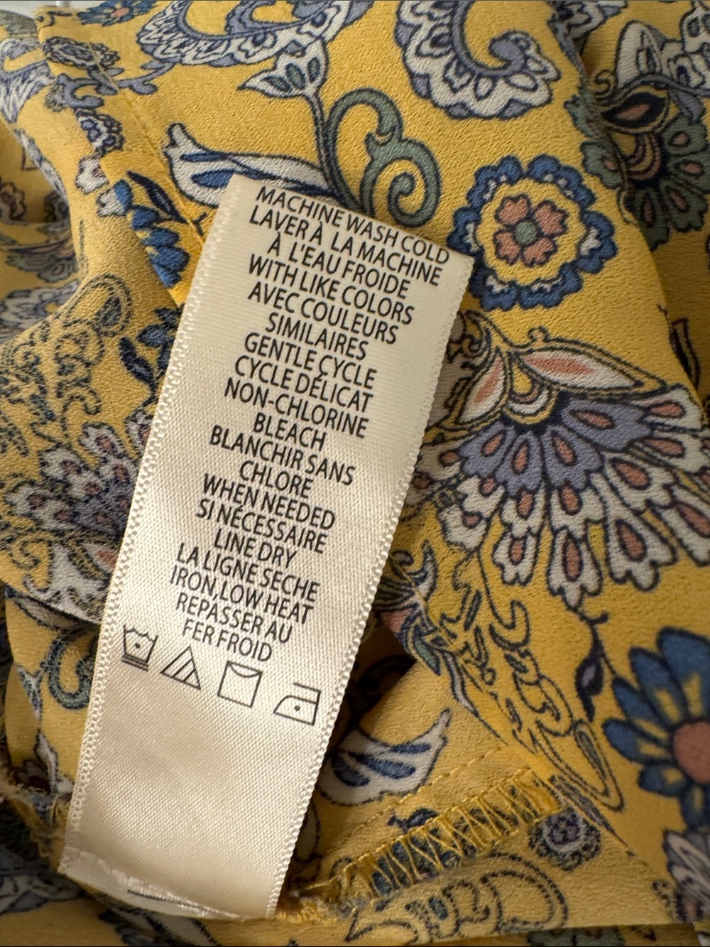 Max Studio Yellow Paisley Wrap Tunic with Self Tie - Picture 6 of 6